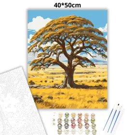 Acacia Fa a Szavannán - számfestő készlet - Számfestő.hu - 40×50cm - Keret nélkül
