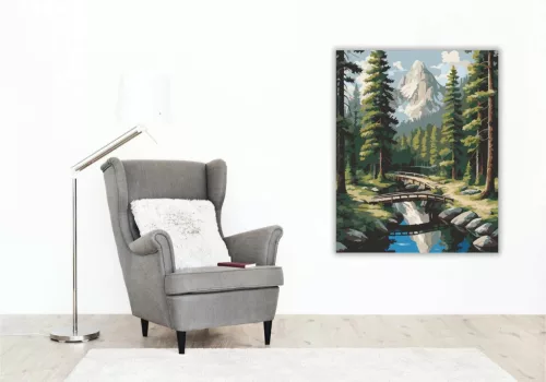 Fenyves Erdő Hegyi Táj - számfestő készlet - Számfestő.hu - 40×50cm - Keret nélkül