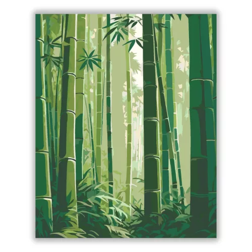 Bambuszerdő Nyugalma - számfestő készlet - Számfestő.hu - 40×50cm - Keret nélkül