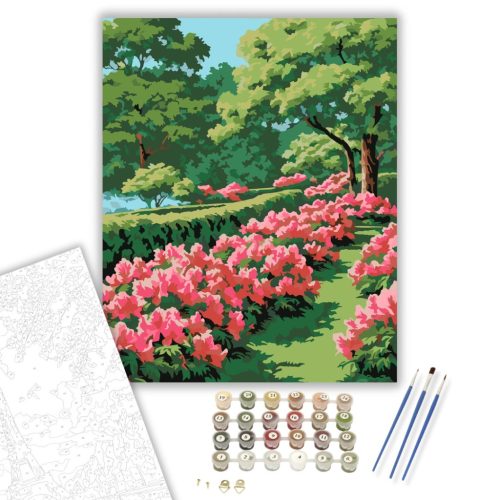Virágzó Azáleasor - számfestő készlet - Számfestő.hu - 50×60cm - keret nélkül