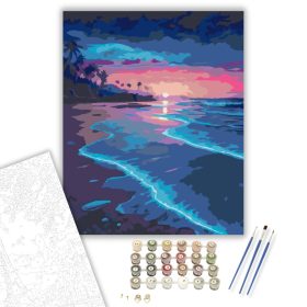 Világító Hullámok Éjszakája - számfestő készlet - Számfestő.hu - 40×50cm - keret nélkül