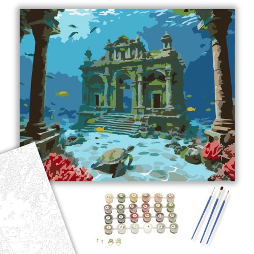 Elsüllyedt Város az Óceán Mélyén - számfestő készlet - Számfestő.hu - 40×50cm - keret nélkül