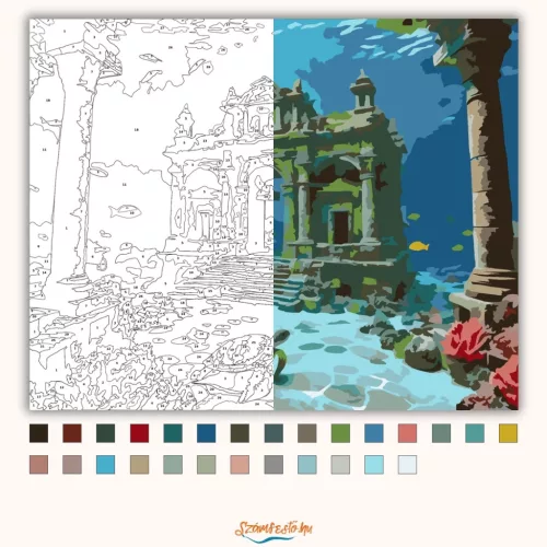 Elsüllyedt Város az Óceán Mélyén - számfestő készlet - Számfestő.hu - 40×50cm - Keret nélkül