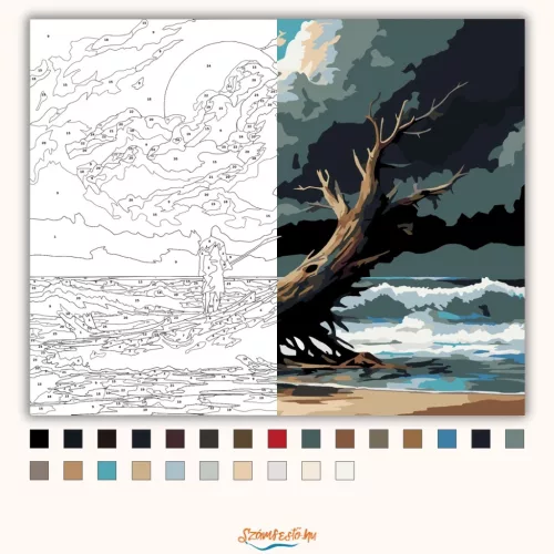 Elhagyatott Sziget és Közeledő Vihar - számfestő készlet - Számfestő.hu - 40×50cm - Keret nélkül