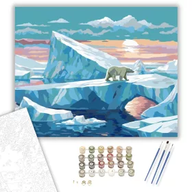 Jéghegyek és Jegesmedve - számfestő készlet - Számfestő.hu - 40×50cm - keret nélkül