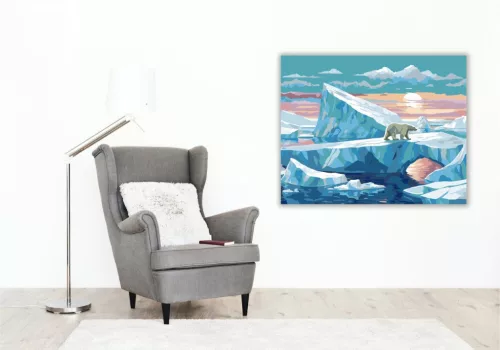 Jéghegyek és Jegesmedve - számfestő készlet - Számfestő.hu - 40×50cm - keret nélkül