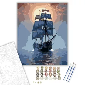 Misztikus Hajó a Hajnal Ködében - számfestő készlet - Számfestő.hu - 40×50cm - keret nélkül