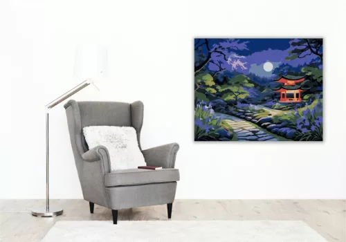 Japánkert Holdfényes Éjszakán - számfestő készlet - Számfestő.hu - 40×50cm - keret nélkül