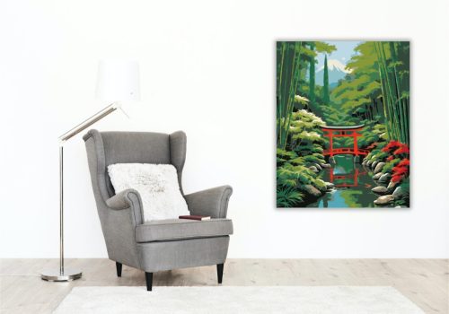 Japánkert Torii Kapuval és Koi Tóval - számfestő készlet - Számfestő.hu - 40×50cm - keret nélkül
