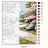 Cseresznyefák és Kőösvény Japánkertben - számfestő készlet - Számfestő.hu - 40×50cm - Keretre feszítve
