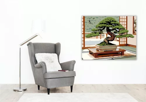 Juniper Bonsai a Tatami Szobában - számfestő készlet - Számfestő.hu - 40×50cm - keretre feszítve