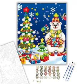 Jegesmedve karácsonya - számfestő készlet - Számfestő.hu - 40×50cm - keret nélkül