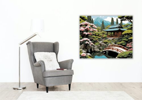 Japán Tea Pavilon és Virágzó Kert - számfestő készlet - Számfestő.hu - 60×70cm - keret nélkül