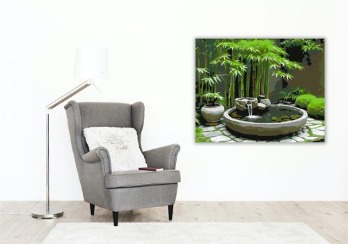 Bambusz és Medence Japánkertben - számfestő készlet - Számfestő.hu - 40×50cm - keret nélkül