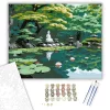 Japánkert Buddha Szoborral és Tavi Rózsákkal - számfestő készlet - Számfestő.hu - 40×50cm - keretre feszítve