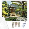 Japánkert Pagodával és Fenyőkkel - számfestő készlet - Számfestő.hu - 40×50cm - keretre feszítve