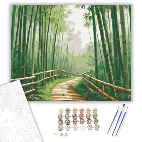 Békés Bambuszerdő Ösvénnyel - számfestő készlet - Számfestő.hu - 40×50cm - keret nélkül