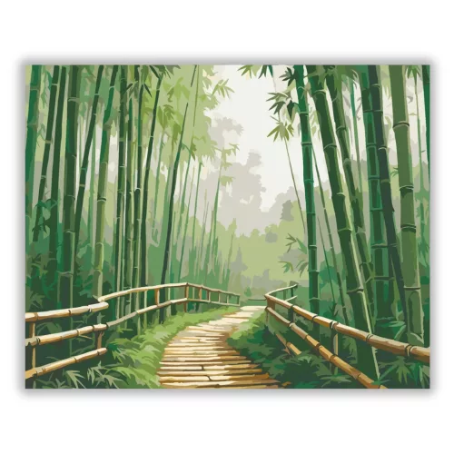 Békés Bambuszerdő Ösvénnyel - számfestő készlet - Számfestő.hu - 40×50cm - Keret nélkül
