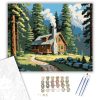 Erdei Házikó Fenyvesben - számfestő készlet - Számfestő.hu - 80×100cm - keret nélkül