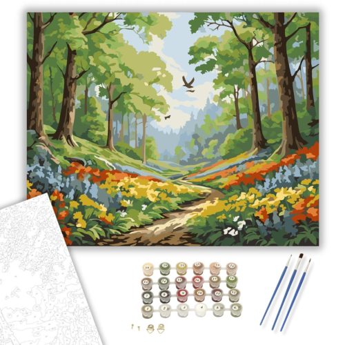 Virágzó Tavaszi Erdő - számfestő készlet - Számfestő.hu - 40×50cm - keret nélkül