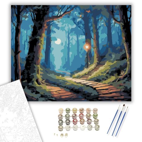 Varázslatos Erdő Tündéres Fényekkel - számfestő készlet - Számfestő.hu - 50×60cm - keretre feszítve