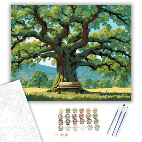 Magányos Tölgy a Mezőségen - számfestő készlet - Számfestő.hu - 80×100cm - keret nélkül