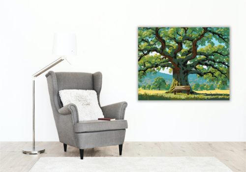 Magányos Tölgy a Mezőségen - számfestő készlet - Számfestő.hu - 40×50cm - keret nélkül