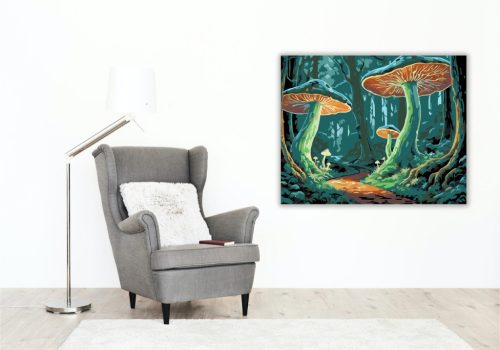 Misztikus Világító Gombák Erdője - számfestő készlet - Számfestő.hu - 80×100cm - keretre feszítve