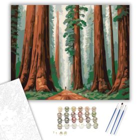 Óriás Vörösfenyők Erdeje - számfestő készlet - Számfestő.hu - 40×50cm - keret nélkül