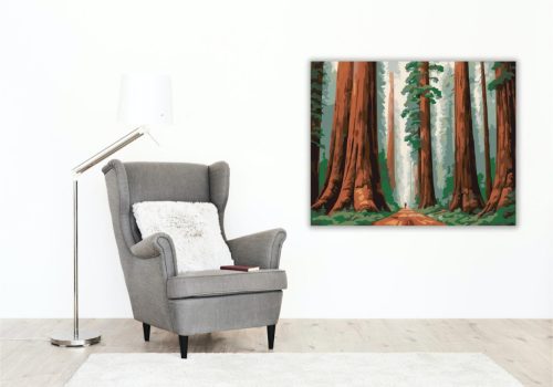 Óriás Vörösfenyők Erdeje - számfestő készlet - Számfestő.hu - 50×60cm - keret nélkül