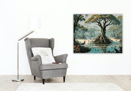 Ködös Mangrove Erdő - számfestő készlet - Számfestő.hu - 60×70cm - keret nélkül