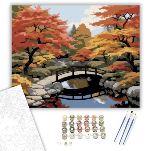 Japán Juhar Kert Őszi Színekben - számfestő készlet - Számfestő.hu - 40×50cm - keretre feszítve