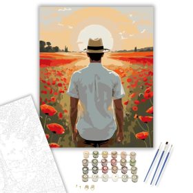 Naplemente Pipacsmező - számfestő készlet - Számfestő.hu - 40×50cm - keret nélkül