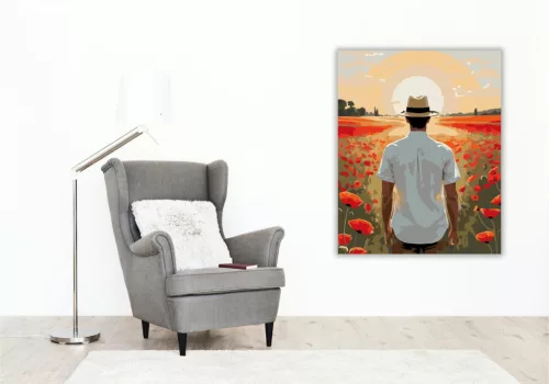 Naplemente Pipacsmező - számfestő készlet - Számfestő.hu - 80×100cm - keret nélkül