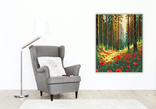 Pipacsok Erdei Tisztáson - számfestő készlet - Számfestő.hu - 80×100cm - keret nélkül