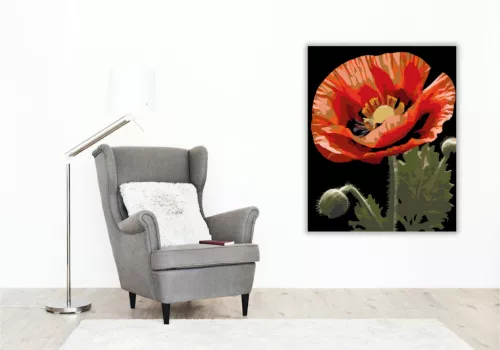 Napfényben Fürdő Piros Pipacs - számfestő készlet - Számfestő.hu - 40×50cm - keret nélkül