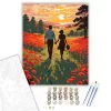 Naplementés Pipacsmező Szerelmespárral - számfestő készlet - Számfestő.hu - 40×50cm - keretre feszítve