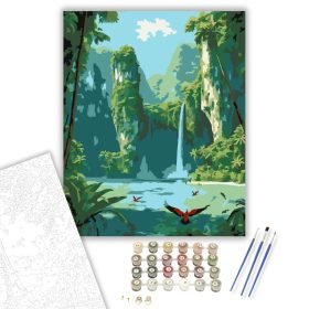 Rejtett Lagúna Vízeséssel - számfestő készlet - Számfestő.hu - 40×50cm - keret nélkül