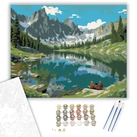 Alpesi Tópart Vadvirágokkal - számfestő készlet - Számfestő.hu - 40×50cm - keret nélkül