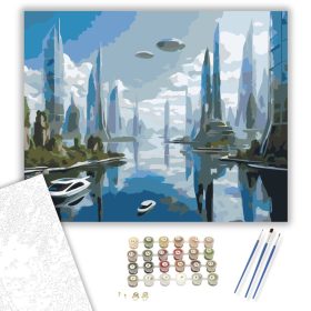 Jövőbeli Úszó Város - számfestő készlet - Számfestő.hu - 40×50cm - keret nélkül