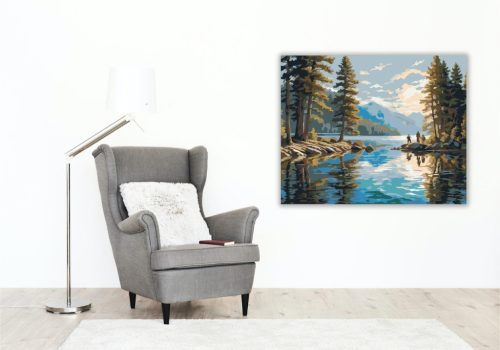 Barátok a Tóparton - számfestő készlet - Számfestő.hu - 80×100cm - keretre feszítve