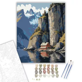 Nordic Fjord Hegyekkel - számfestő készlet - Számfestő.hu - 40×50cm - keret nélkül