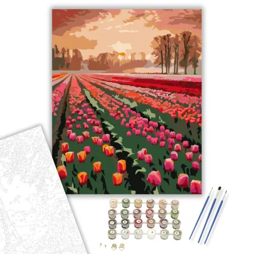 Napkelte a Tulipánmező Felett - számfestő készlet - Számfestő.hu - 60×70cm - keret nélkül