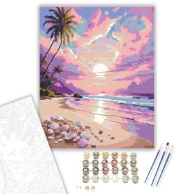 Napkelte a Trópusi Tengerparton - számfestő készlet - Számfestő.hu - 40×50cm - keret nélkül