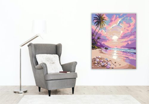 Napkelte a Trópusi Tengerparton - számfestő készlet - Számfestő.hu - 40×50cm - keret nélkül