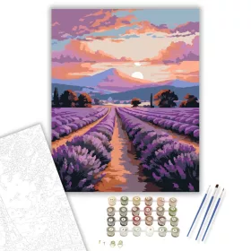 Naplemente a Levendulamezők Felett - számfestő készlet - Számfestő.hu - 40×50cm - keret nélkül