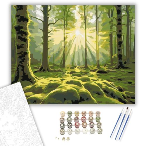 Napkelte az Erdő Mélyén - számfestő készlet - Számfestő.hu - 80×100cm - keret nélkül