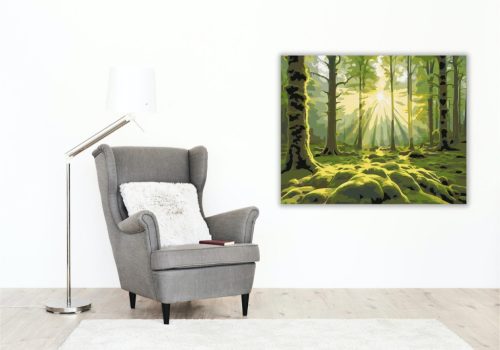 Napkelte az Erdő Mélyén - számfestő készlet - Számfestő.hu - 80×100cm - keret nélkül