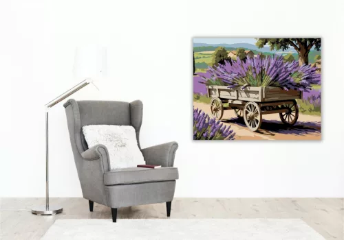 Régi Fakocsi Levendulával - számfestő készlet - Számfestő.hu - 40×50cm - keretre feszítve