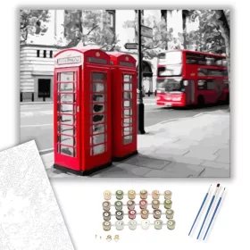 Londoni telefonfülke - számfestő készlet - Számfestő.hu - 40×50cm - keret nélkül